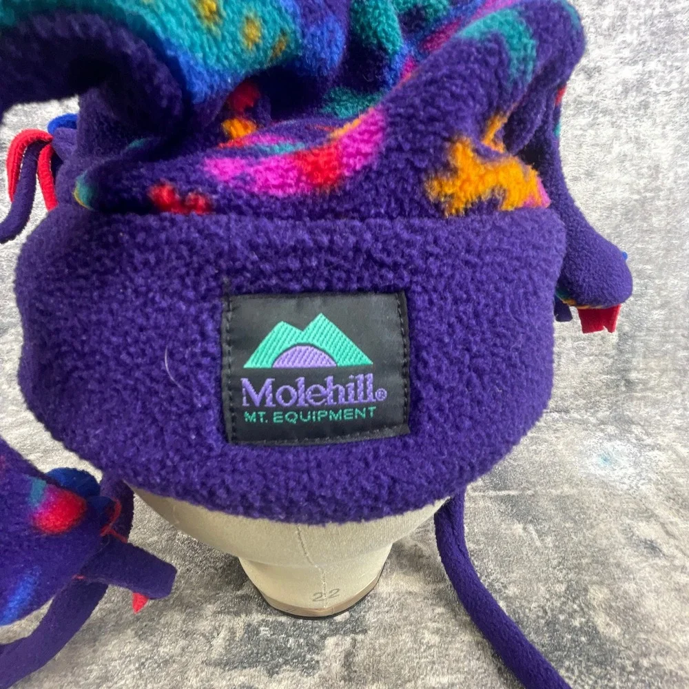 Vtg Molehill Mt. Equipment Junior Fleece Ear Flap Hat 1994 Lizard Purple USA